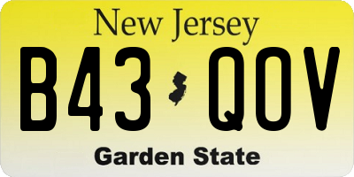 NJ license plate B43QOV