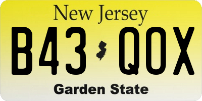NJ license plate B43QOX