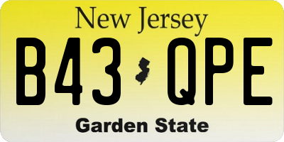 NJ license plate B43QPE