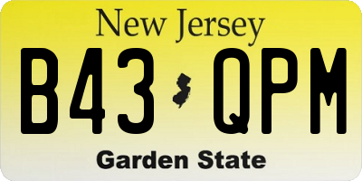 NJ license plate B43QPM