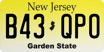 NJ license plate B43QPO