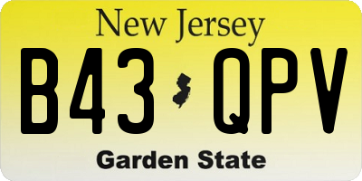NJ license plate B43QPV