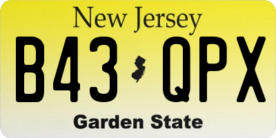 NJ license plate B43QPX