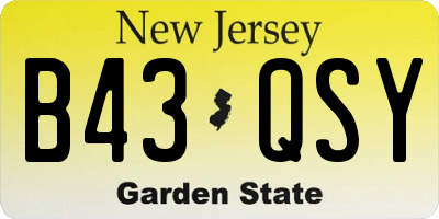 NJ license plate B43QSY