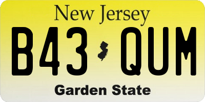 NJ license plate B43QUM