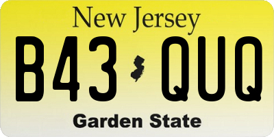 NJ license plate B43QUQ