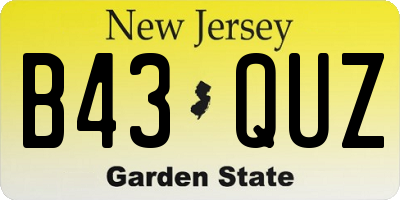 NJ license plate B43QUZ