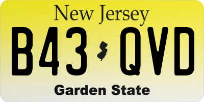 NJ license plate B43QVD