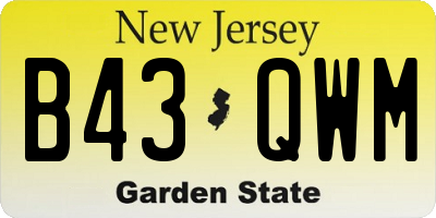NJ license plate B43QWM
