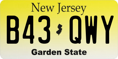 NJ license plate B43QWY