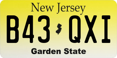 NJ license plate B43QXI