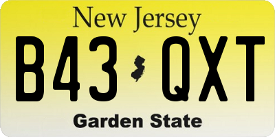 NJ license plate B43QXT
