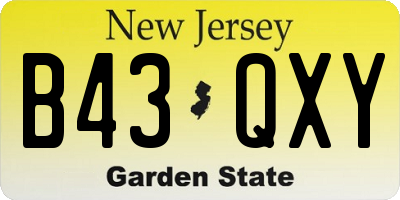 NJ license plate B43QXY