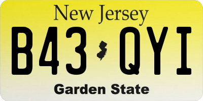 NJ license plate B43QYI