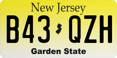 NJ license plate B43QZH