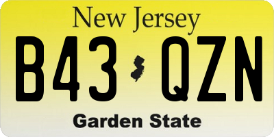 NJ license plate B43QZN