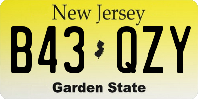 NJ license plate B43QZY