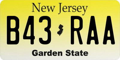 NJ license plate B43RAA