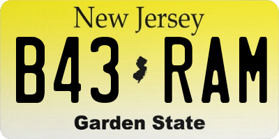 NJ license plate B43RAM