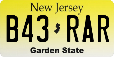 NJ license plate B43RAR