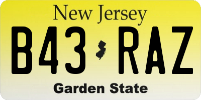NJ license plate B43RAZ