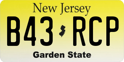 NJ license plate B43RCP