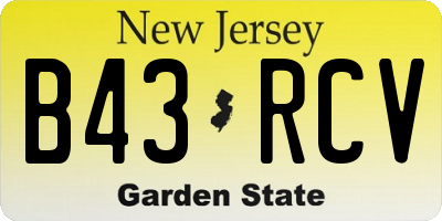 NJ license plate B43RCV