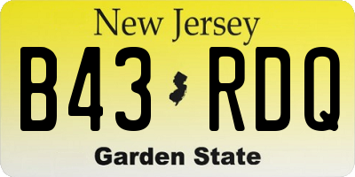 NJ license plate B43RDQ