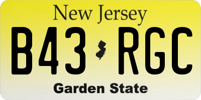 NJ license plate B43RGC