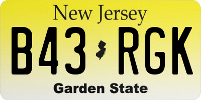 NJ license plate B43RGK