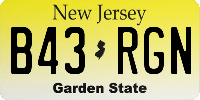 NJ license plate B43RGN