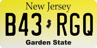 NJ license plate B43RGQ
