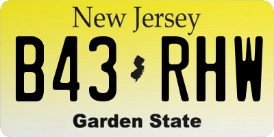 NJ license plate B43RHW