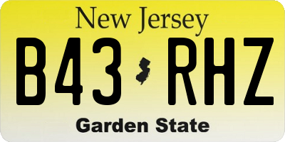 NJ license plate B43RHZ
