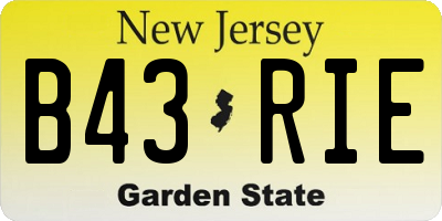 NJ license plate B43RIE