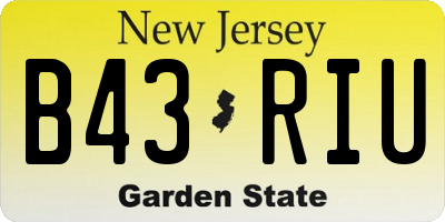 NJ license plate B43RIU
