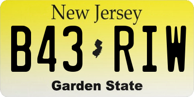 NJ license plate B43RIW