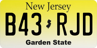 NJ license plate B43RJD