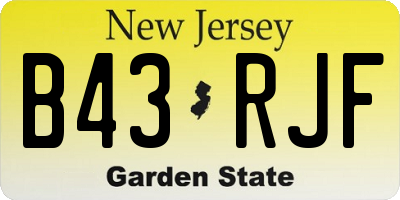 NJ license plate B43RJF