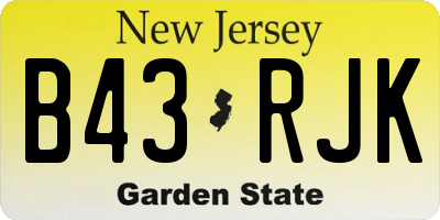 NJ license plate B43RJK