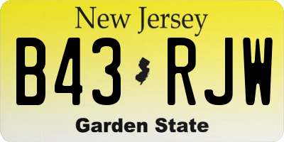 NJ license plate B43RJW