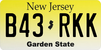 NJ license plate B43RKK