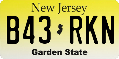 NJ license plate B43RKN