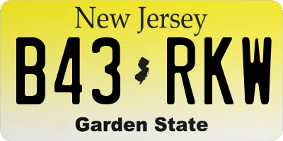 NJ license plate B43RKW