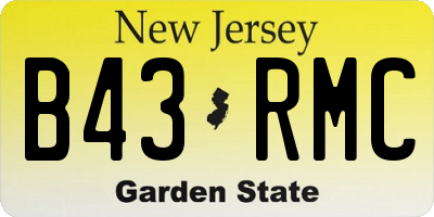 NJ license plate B43RMC
