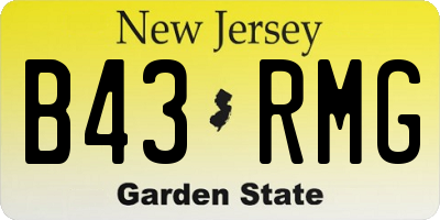 NJ license plate B43RMG