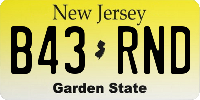 NJ license plate B43RND