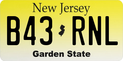 NJ license plate B43RNL
