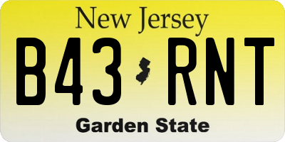NJ license plate B43RNT