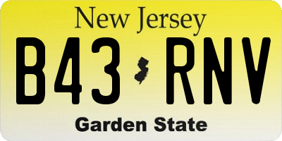 NJ license plate B43RNV